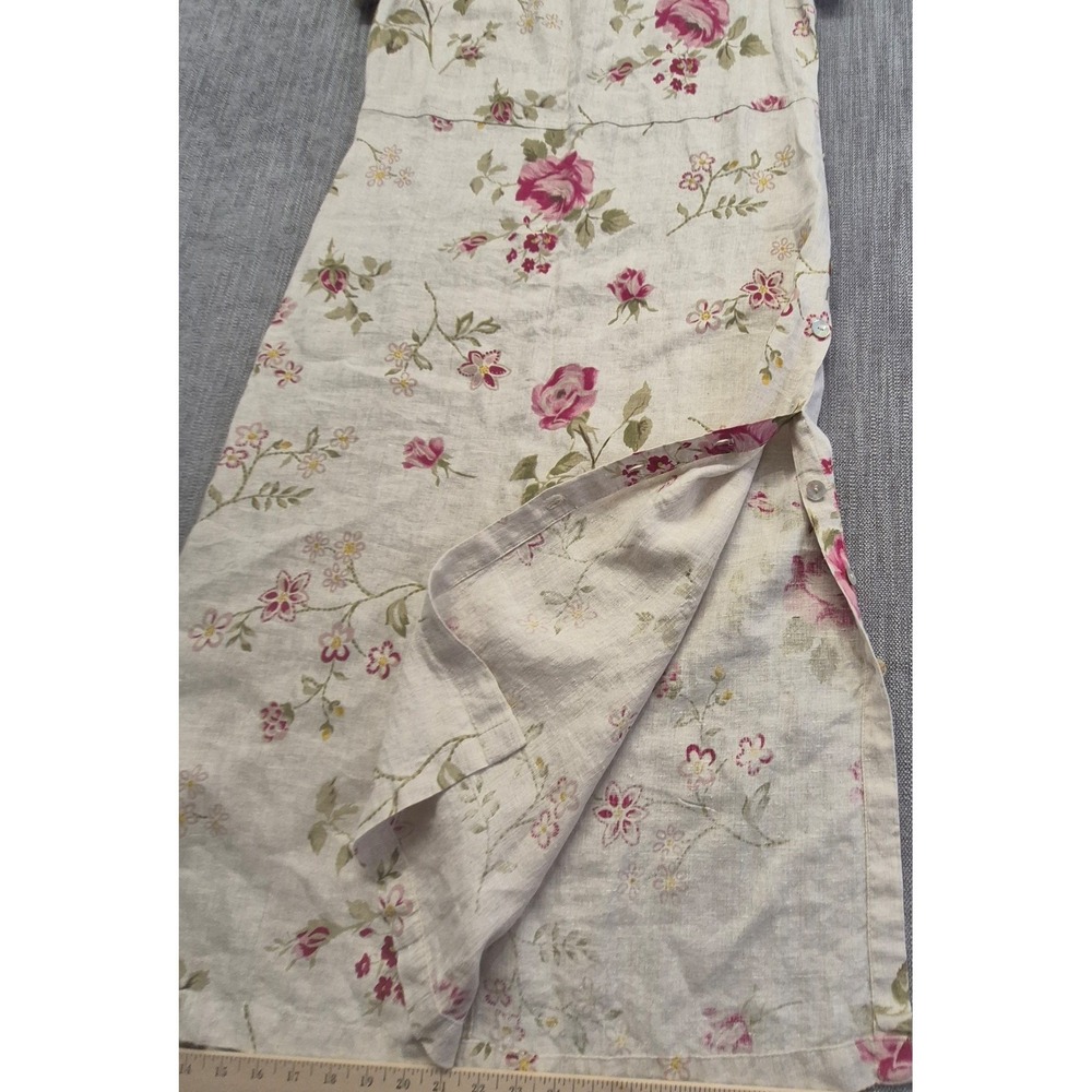 VTG Talbots Petites 12P 100% Linen floral dress cottagecore made USA Pink roses - Picture 6 of 16